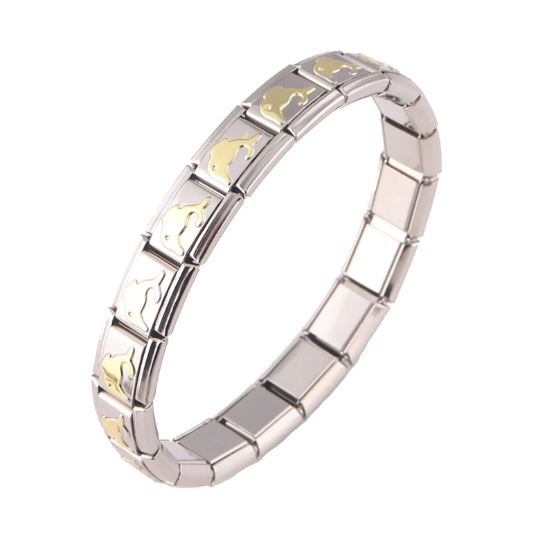 不锈钢电金小海豚手链欧美弹力手镯厂家直销 时尚义乌小商品批发