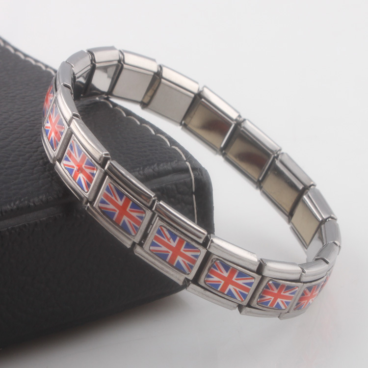 欧美时尚手链 不锈钢饰品 速卖通热卖手环弹力手镯 英国国旗
