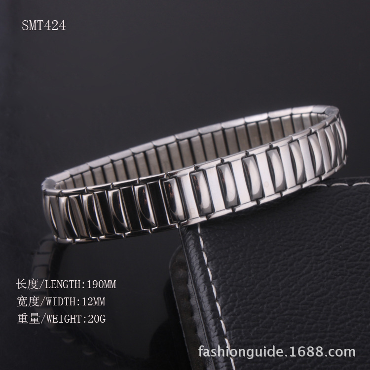 批发欧美316L不锈钢时尚手链 钢色手环 弹力手镯 活动热销