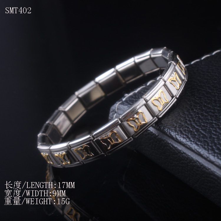 间金小蝴蝶不锈钢手链欧美时尚弹力手镯钛钢手饰一件代发