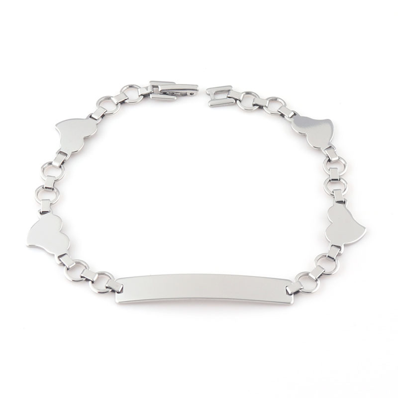 不锈钢桃心弯片手链 钛钢饰品  混批时尚饰品批发334