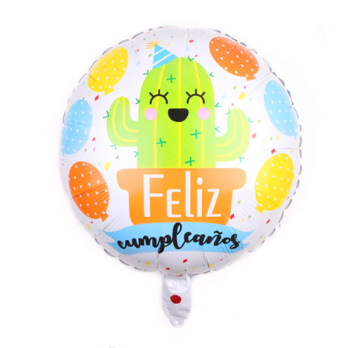 18-Inch round Cactus Aluminum Balloon Children‘s Birthday Party Decorative Aluminum Foil round Floating Balloon Wholesale