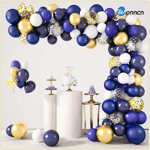 Blue Latex Balloon Chain Party Set Birthday Festival Dress Decoration Metal Sequined Balloon Background Manufacturer 