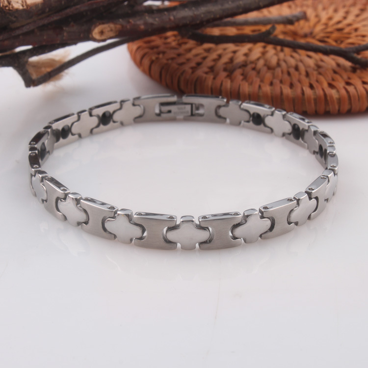 不锈钢锗银色手镯 钛钢饰品 能量锗手链首饰 混批时尚饰品批发