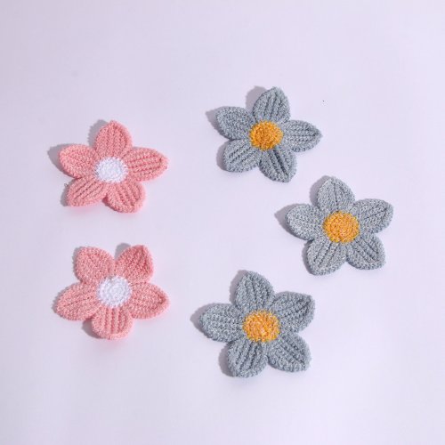 wholesale fresh flower cloth stickers diy handmade headdress accessories wool mohair hand hook flower patch accessories