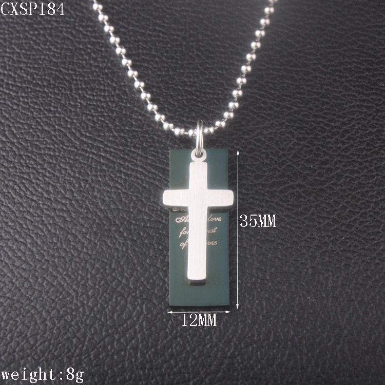 欧美时尚不锈钢经文狗牌十字架吊坠 钛钢项链 速卖通热卖