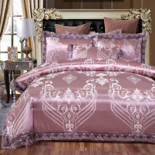 bedding cross-border printed four-piece bedding set cotton jacquard lace four-piece princess french wholesale