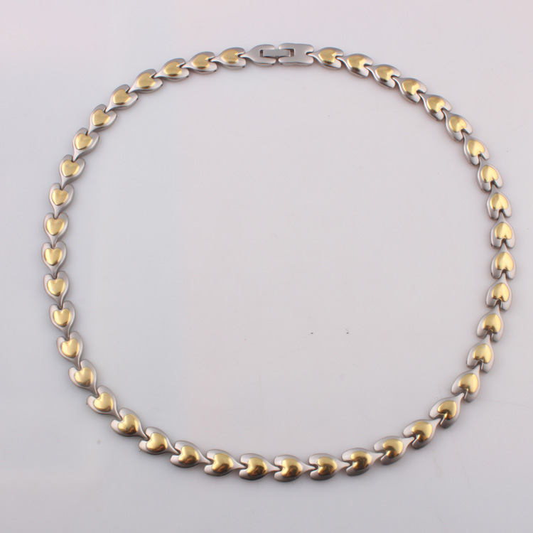 大锗桃心不锈钢保健项链 欧美时尚饰品 批发热销 钛钢锗项链