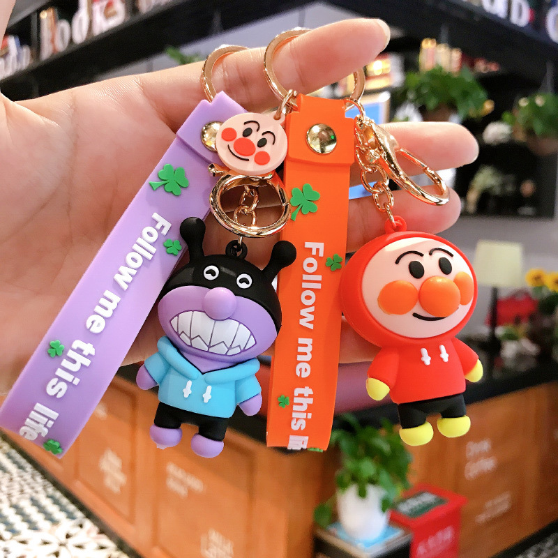 新款滴胶卡通面包超人钥匙扣女可爱手机包包汽车挂件挂饰情侣配饰