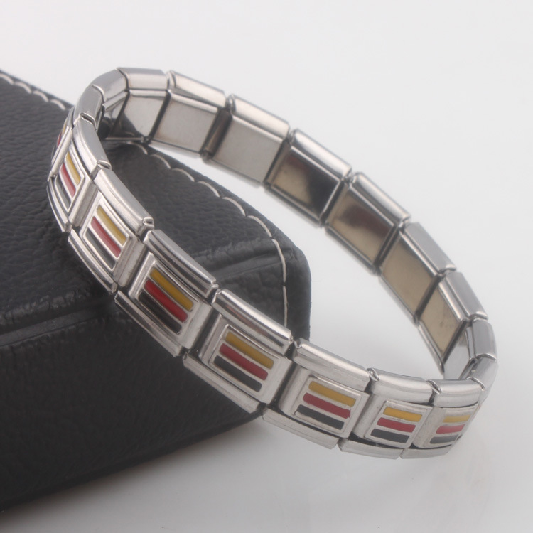 活动热销欧美不锈钢手环弹力手镯 德国国旗手链不锈钢饰品SMT478