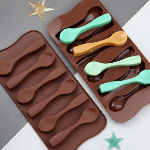6-Piece Realistic Soup Spoon Silicone Chocolate Mold Silicone Cake Mold Baking Mold Aromatherapy Soap