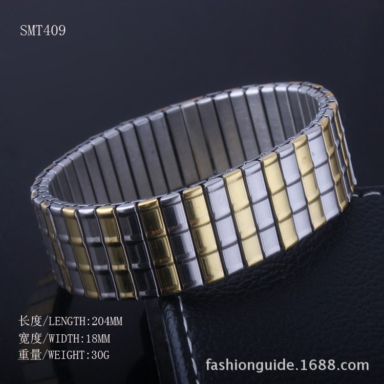 欧美时尚个性男士手镯 间金不锈钢手链 弹力手镯钛钢手链批发