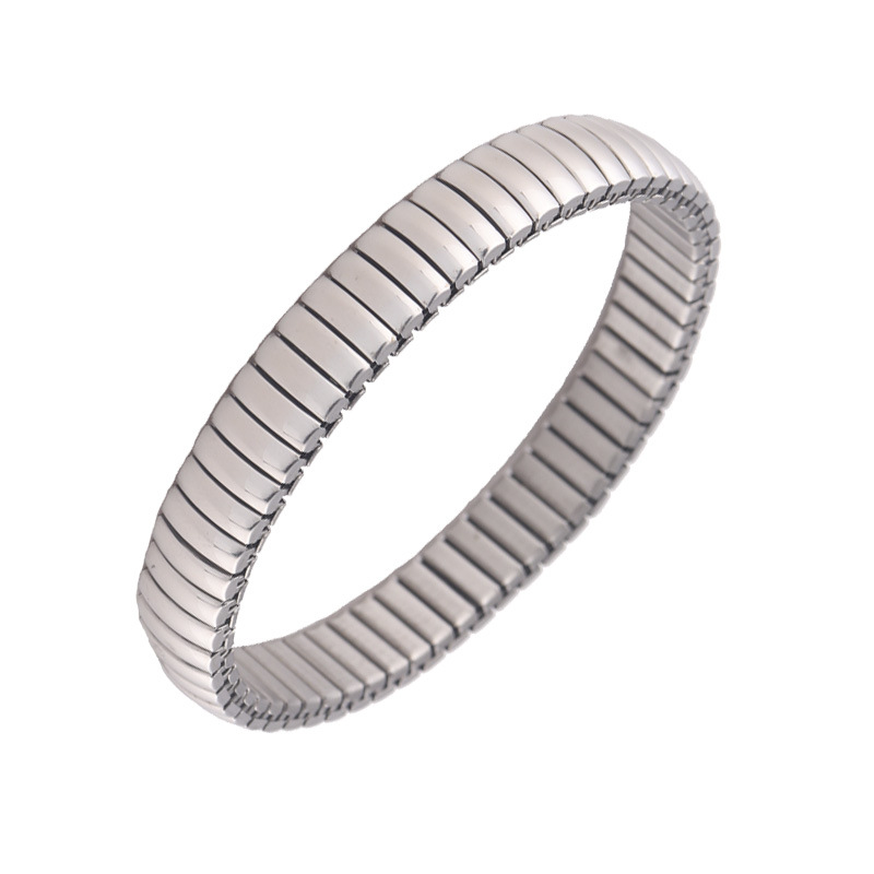 批发欧美全光不锈钢时尚手链 钢色手环 弹力手镯 活动热销