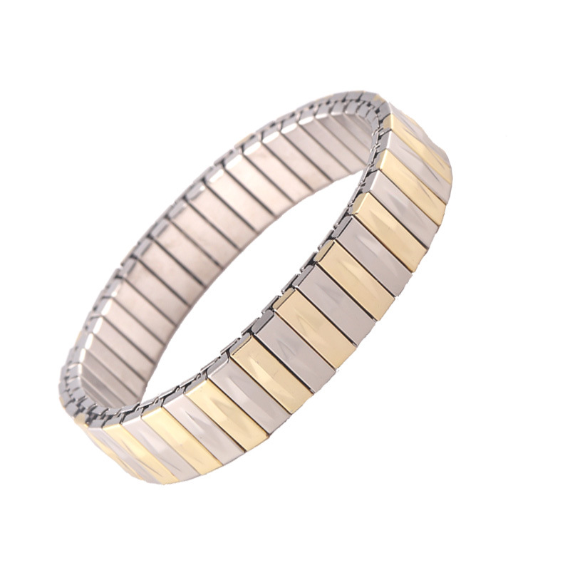 不锈钢手链批发 菱形间金手环 男女通用钛钢手镯 流行饰品