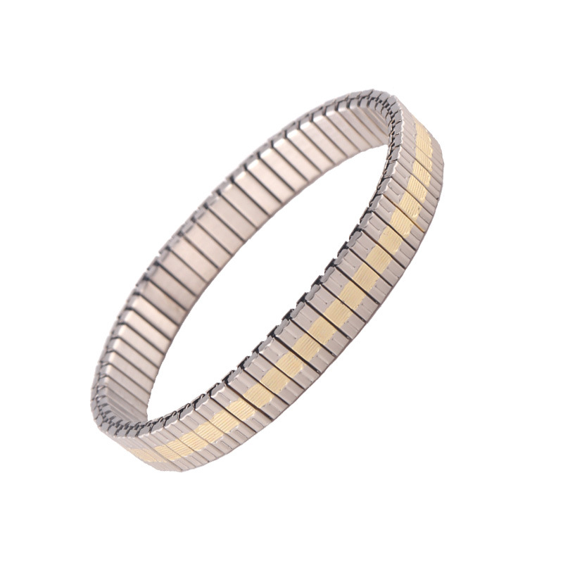 厂家直销钛钢中金手环 不锈钢手链弹力手镯 欧美时尚饰品批发