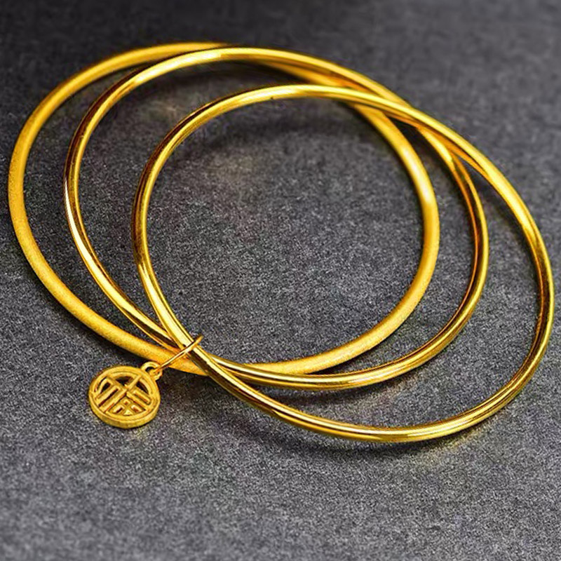 三生三世手镯女福牌莲蓬泰国沙金真仿黄金色999镀金批发时尚镯子