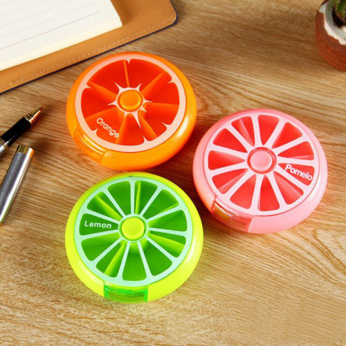 Backpack 7 Days 7 Grid round Rotating Fruit Pill Box Creative Portable Mini One Week Candy Pill Storage Box