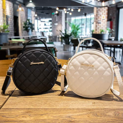 korean fashion shoulder bag women‘s small messenger bag western style small round bag mini rhombic chain bag