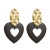 European and American Earrings Black Gold Elegant High Cold Long Heart-Shaped Eardrops Earrings Metal Ornament Geometric Retro Hollow out