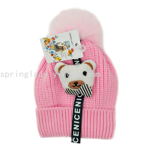 pring lady Wool Knitted Autumn and Winter Hat Cold-Proof Warm Male and Female Baby Cartoon Hat Cute Hat Children‘s Hat 
