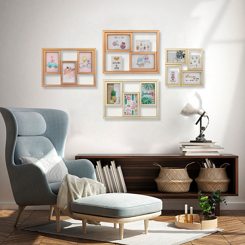 新款现代创意组合相框 家庭客厅走廊三框四框个性组合挂墙相框