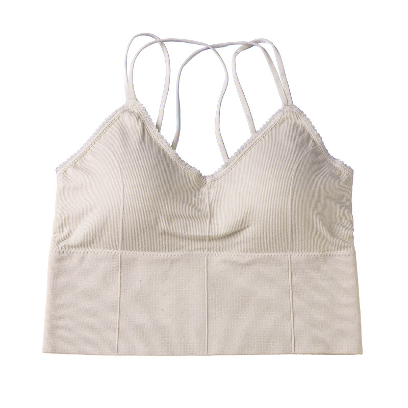 网红美背交叉吊带内衣女棉质内里舒适透气背心运动聚拢裹胸