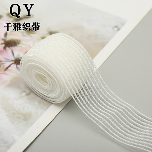 Black and White Spot Fish Ribbon hollow Mesh Elastic Band Clothing Clothing Textile Accessories Factory Direct Supply Wholesale