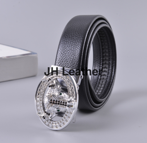 Men‘s Automatic Diamond Bullhead New Authentic Business Casual Real Belt