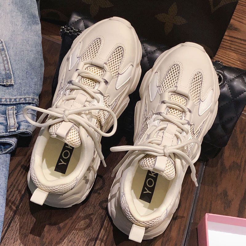 老爹鞋子女2021夏秋季新款厚底透气小白鞋学生休闲运动鞋女ins潮