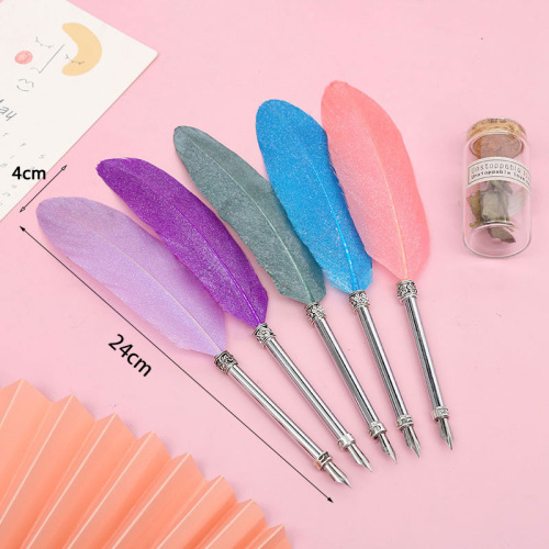 Retro Feather Pen Creative Dipped in Water Pen Business Signature Pen Advertising Gift Pen Birthday Gift Factory Wholesale