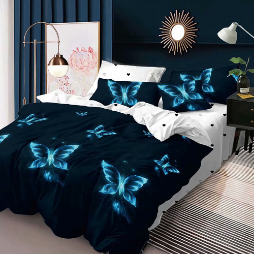 Bedding Bedding Foreign Trade Chemical Fiber Animal Printed Four-Piece Bedding Set Bed Sheet Fitted Sheet Pillowcase
