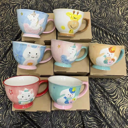 online celebrity hand-painted cartoon breakfast cup foreign trade stock tail goods mug online store grocery porcelain cup
