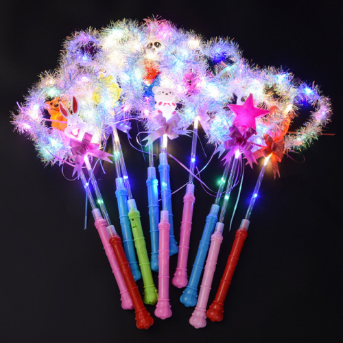 fairy stick luminous stick plastic wave ball cartoon star children‘s toy luminous stick led light push small gift