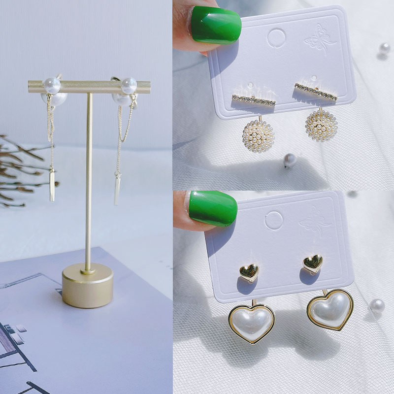 中长款质感耳环设计ins女日韩珍珠前后款银针气质两用日常球爱心