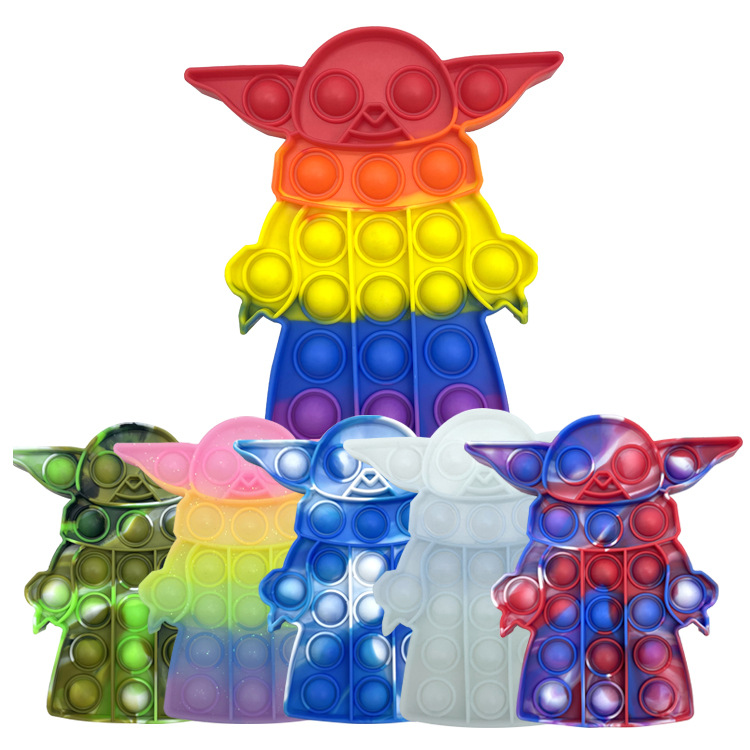 灭鼠先锋益智玩具外星人尤达宝宝yoda彩色硅胶挤压泡泡解压玩具