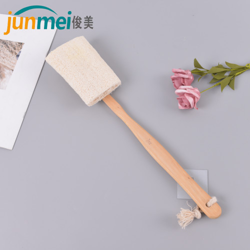 [Junmei] Loofah Sponge Bath Brush Rubbing Back Long Handle Bath Brush Rubbing Bath Wiping Back Solid Wood Handle Cleaning Brush 