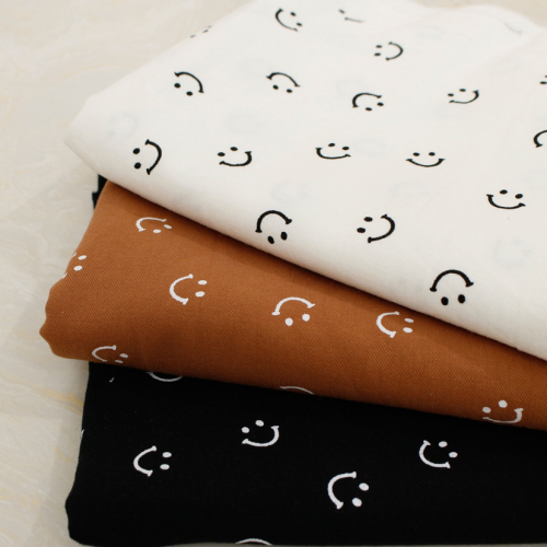 Smiley Cartoon Digital Printing Twill Chiffon Fabric Korean Style Clothing Ornament Hat Shoes Can Be Made of Multi-Color Fabric