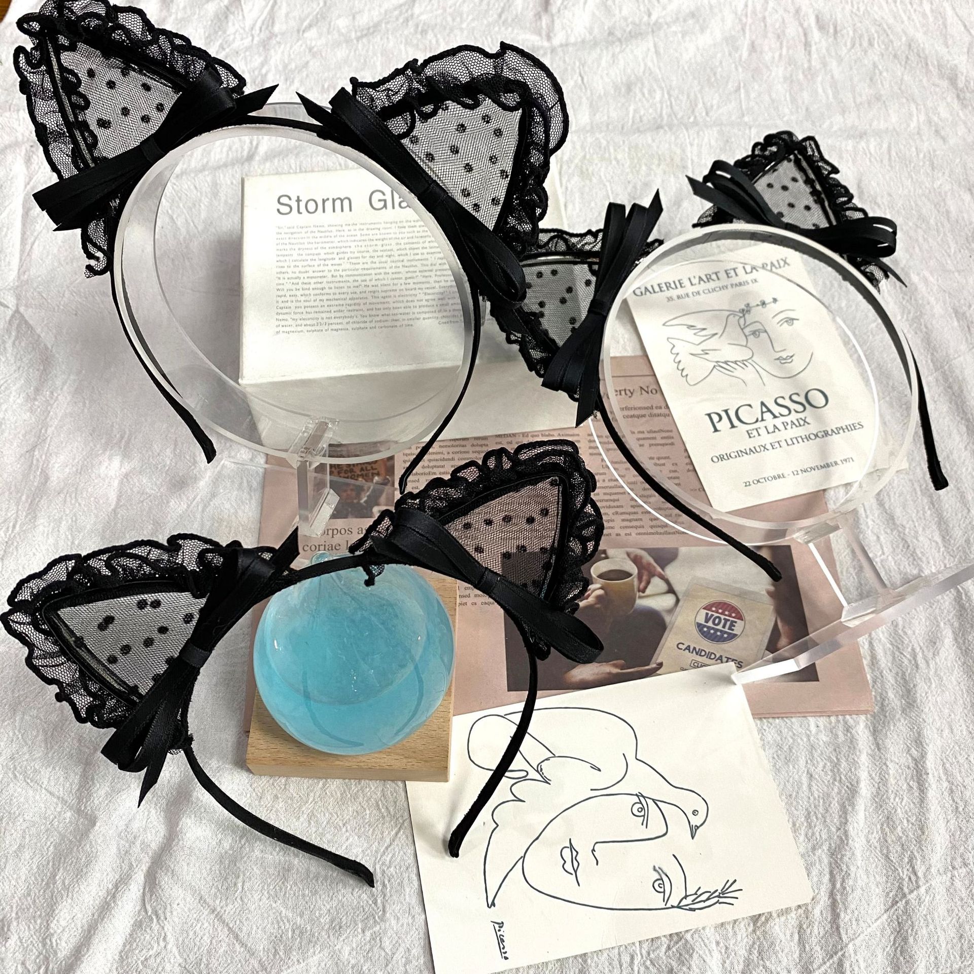 韩国东大门2020韩式小香蕾丝蝴蝶结发箍猫耳朵可爱金属箍不伤发饰