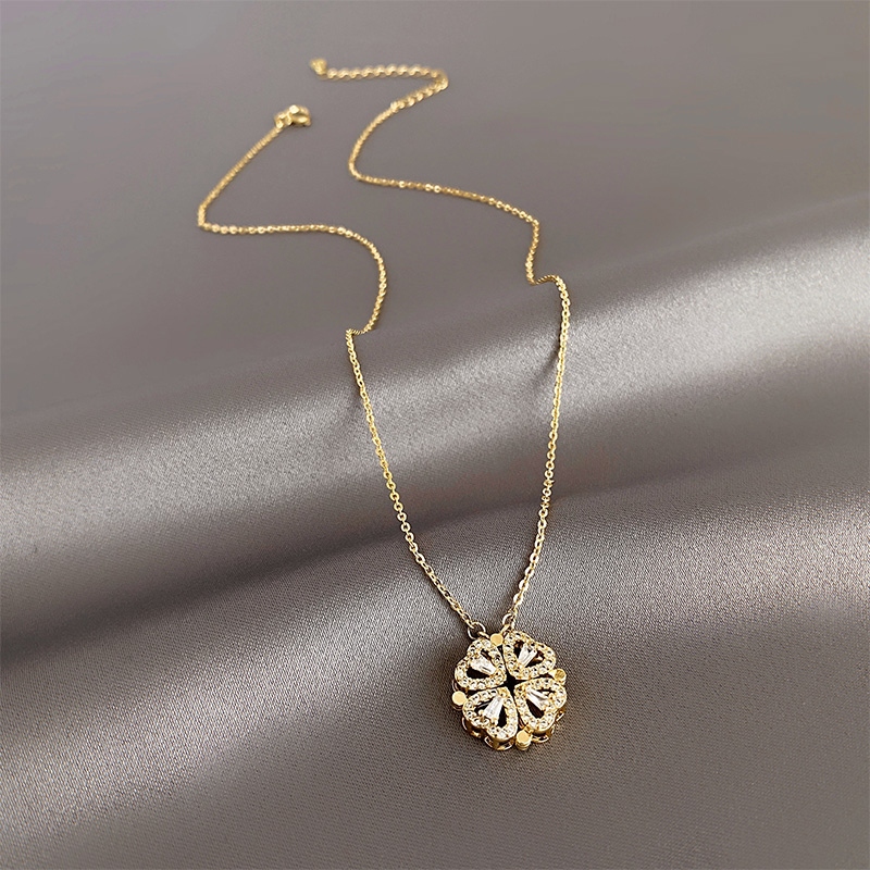 四叶草爱心项链女夏一款两戴磁吸幸运草锁骨链小众设计感颈链