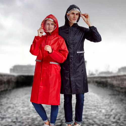 wholesale outdoor men‘s and women‘s one-piece trench coat raincoat new travel adult fashion hiking reflective long mountaineering raincoat