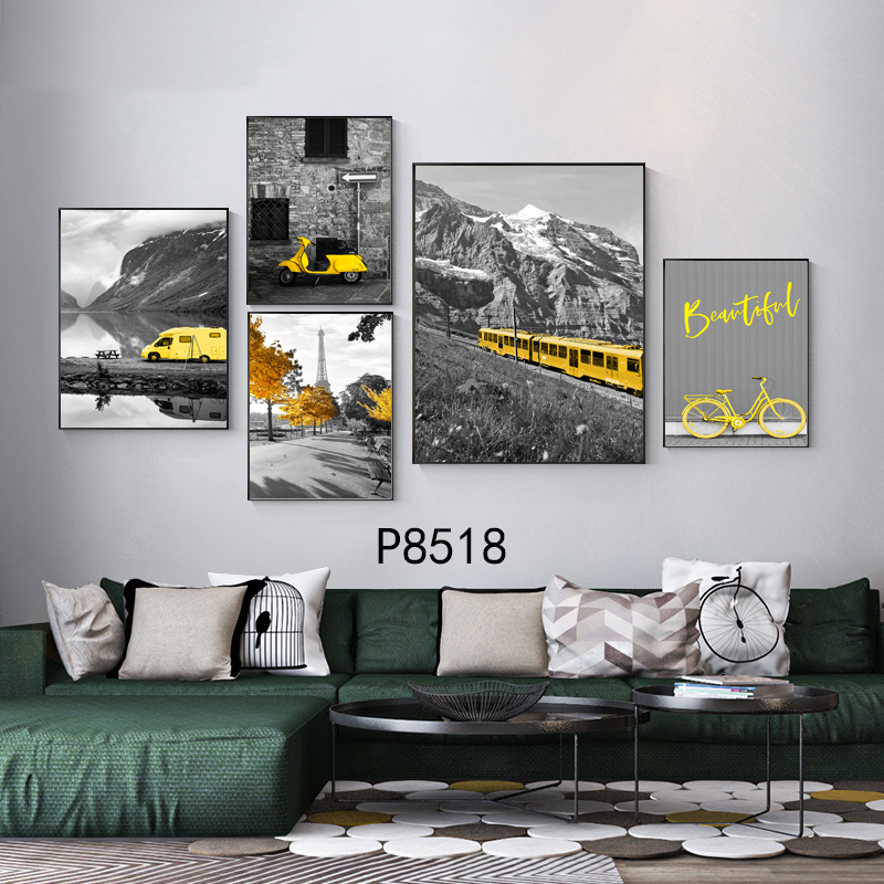 套画风景车子布画油画装饰画相框壁画客厅卧室餐厅壁画玄关挂画