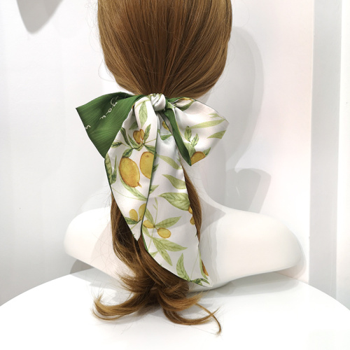 7 * 125cm Long Small Silk Scarf Women‘s Summer Hair Tie Fruit Series Ribbon Handbag Handle Wrap Cute Wild Scarf