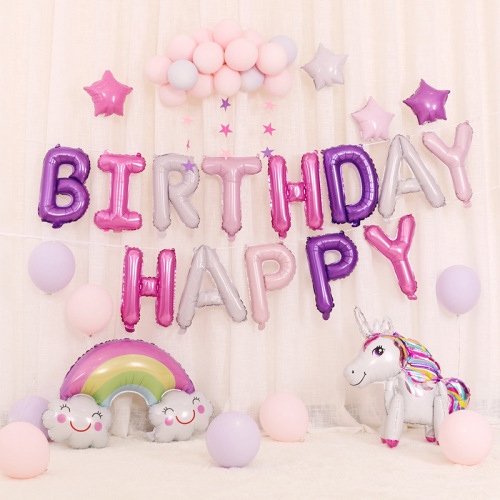birthday balloon package unicorn party decoration birthday letter aluminum film balloon stall cartoon toy balloon