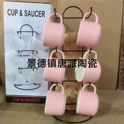 6 Cups 6 Plates Coffee Set Wedding Home Furnishing Return Gift New Ceramic Coffee Cup Jingdezhen Gift
