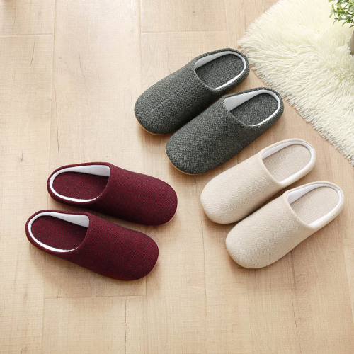 2018 Japanese and Korean Wooden Floor Fabric Men‘s Women‘s Home Indoor Cotton and Linen Slippers Household Pure Black Cotton Slippers