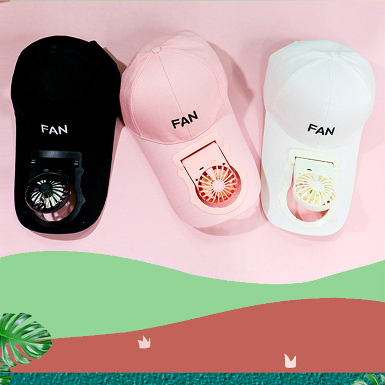 创意USB充电帽子风扇夏季旅游遮阳防嗮风扇帽三档调节迷你风扇