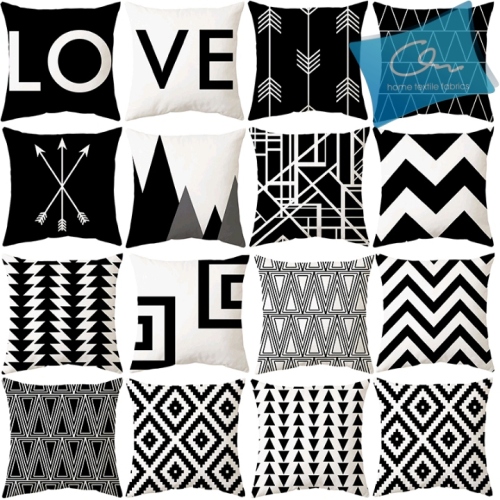 Pillow Cover Customized Black and White Geometry Series Sofa Cushion Cover Printed Waist Support Pillowcase Pillow