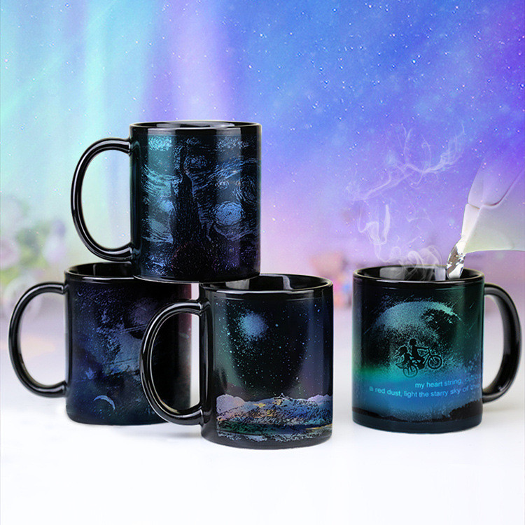新款梵高星际迷航创意变色杯马克杯星空感温陶瓷水杯