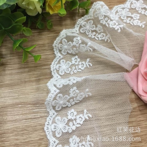 manufacturers supply new mesh embroidery lace with soft hand feeling and fine quality available in stock width 9cm