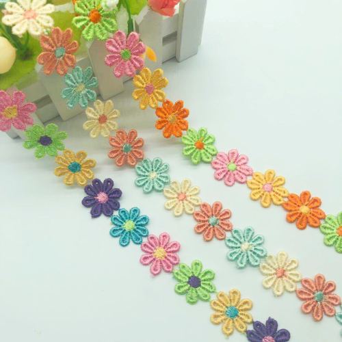 Color Lace Little Flower Accessories Handmade DIY Lace Sideband Clothes Curtain Embroidered Fabric Material Decorations